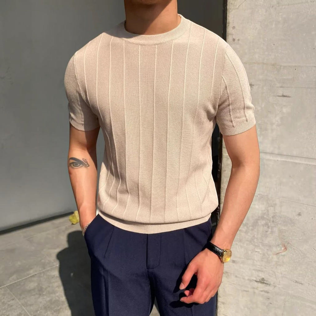 Liam Ribbed Linen Blend T-Shirt