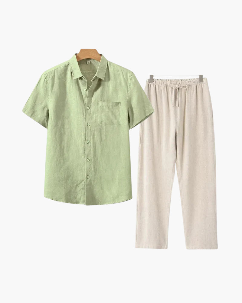 Linen Lifestyle Set – Short Sleeve - Mance Wear Mint Green / Beige / XS