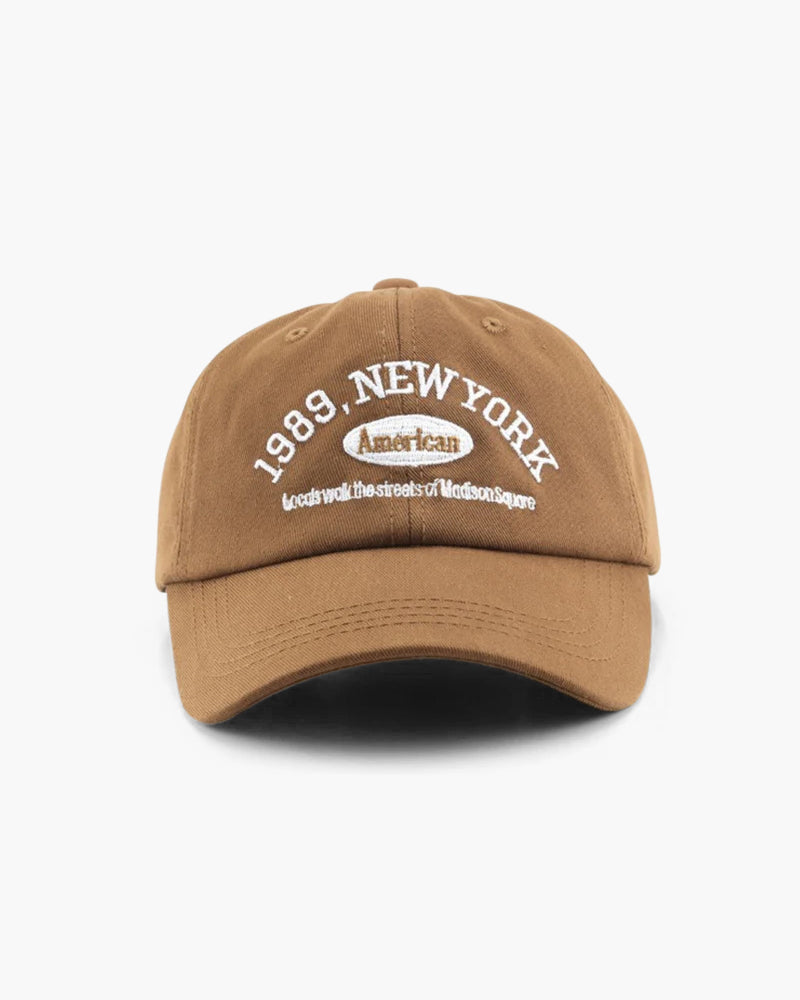 New York Cap – Embroidered Cotton – Adjustable Strapback - Mance Wear Brown