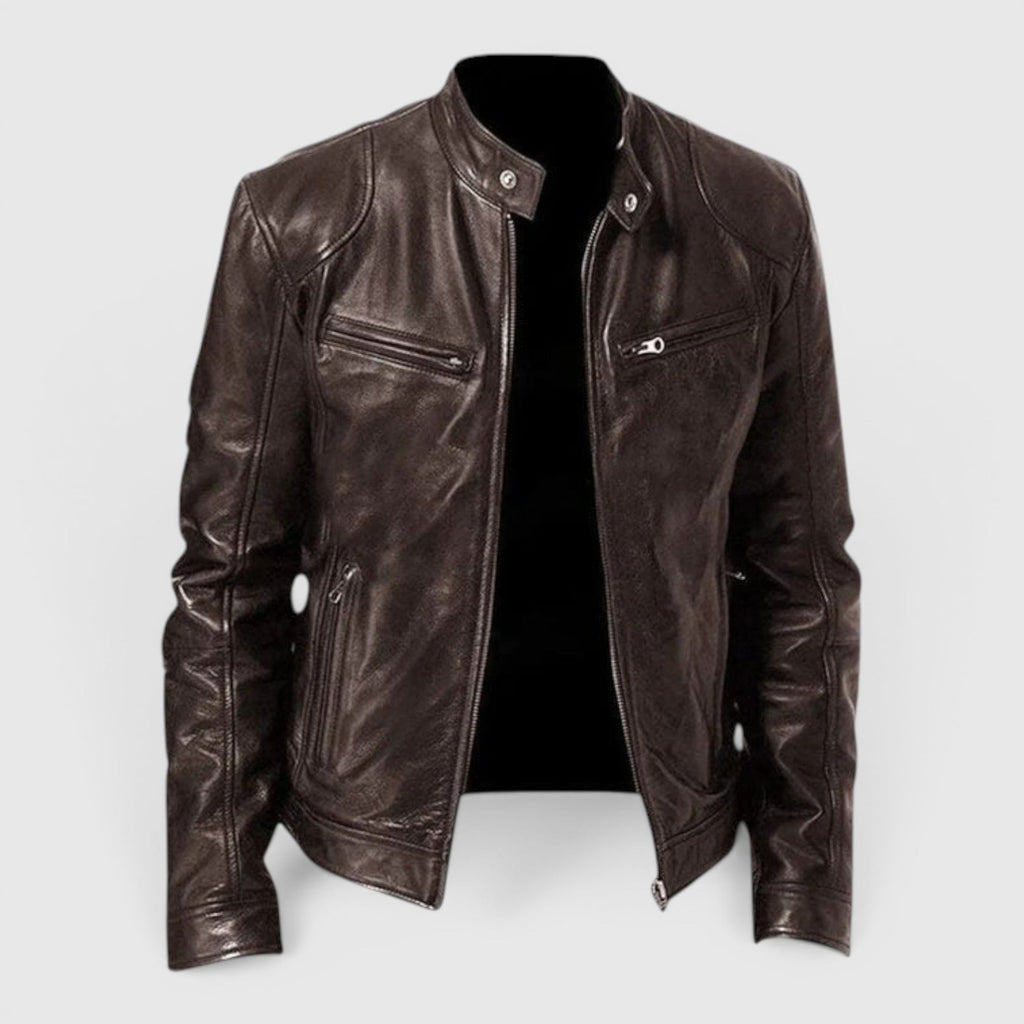 Simon Premium Zip-Front Leather Jacket