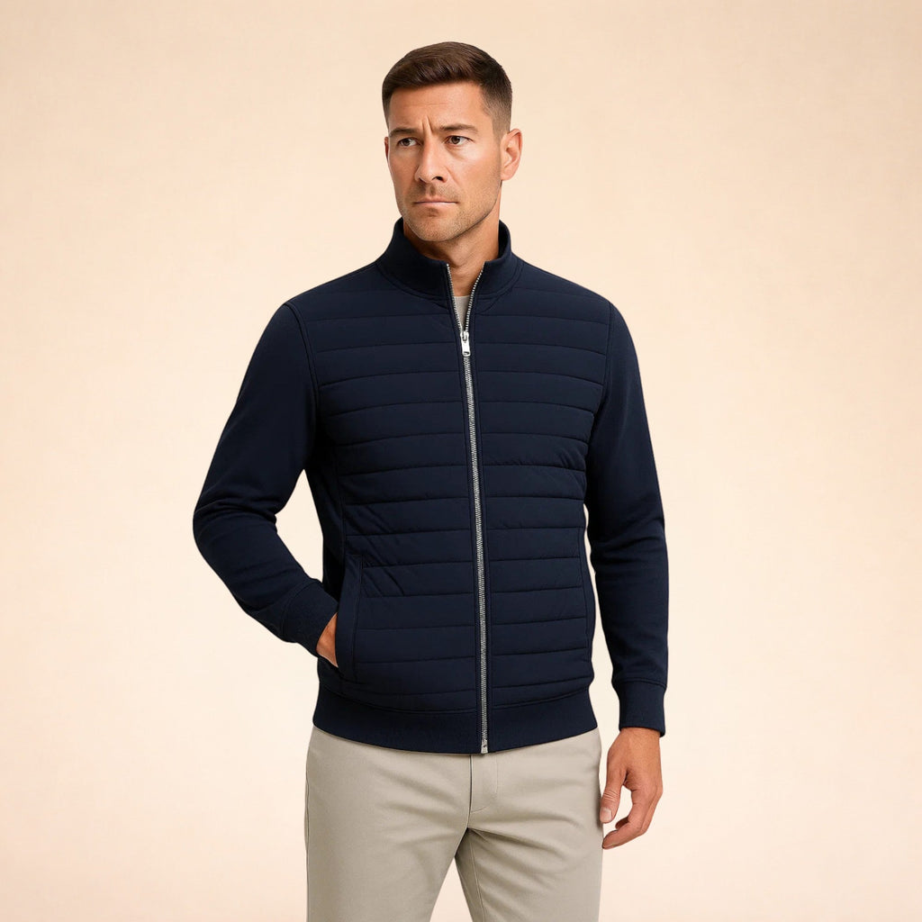 Evan | Men's Warm Quilted Jacket with Stretch Knit Sleeves