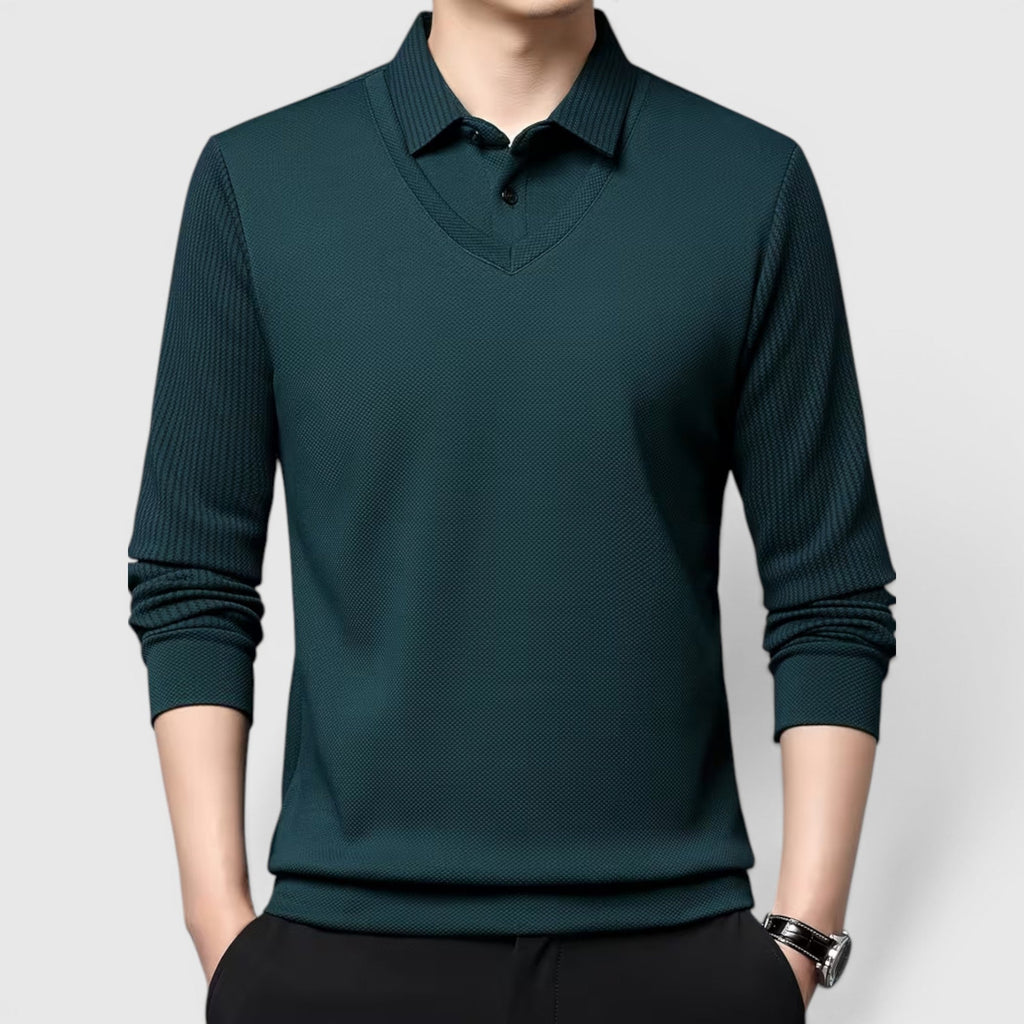 Connor Faux Two-Piece Polo Sweater