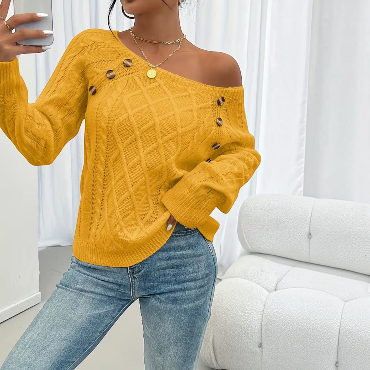 Trixie Button Detail Knit Sweater