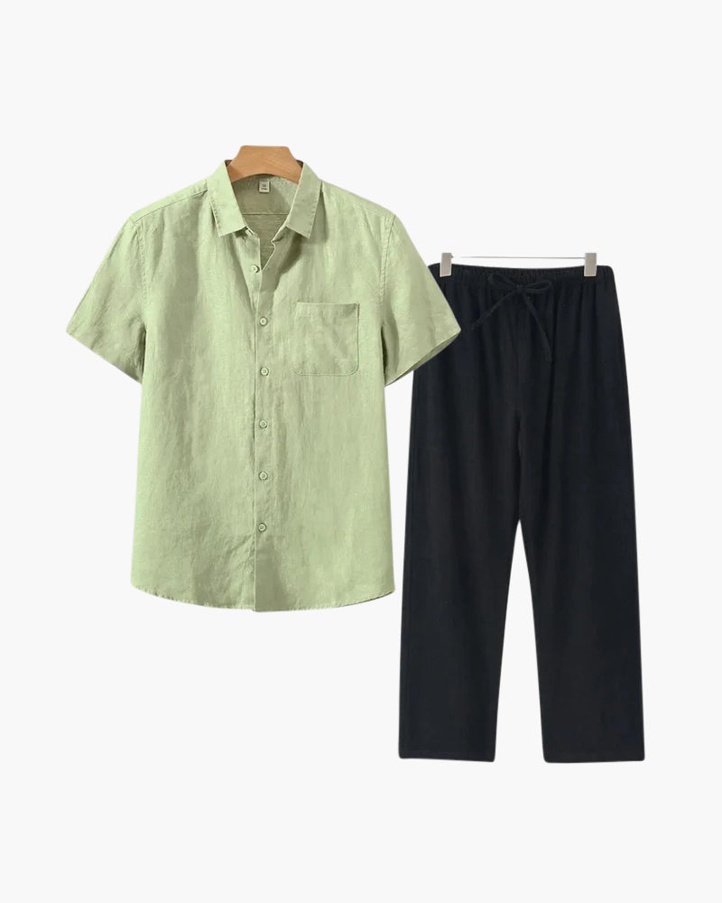 Linen Lifestyle Set – Short Sleeve - Mance Wear Mint Green / Black / XS