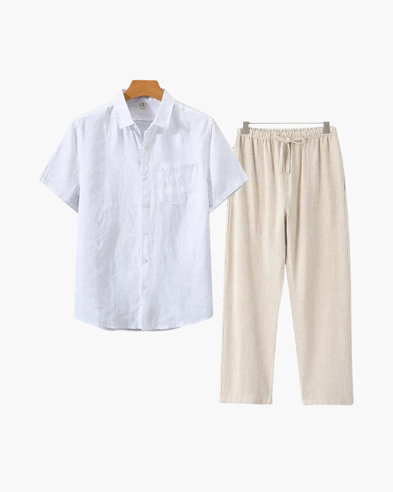 Linen Lifestyle Set – Short Sleeve - Mance Wear White / Beige / XS