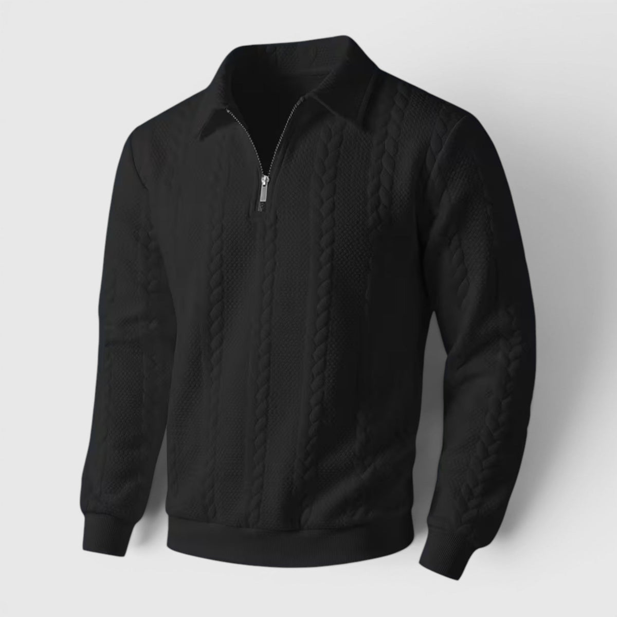 Zachary Textured Knit Polo Sweatshirt