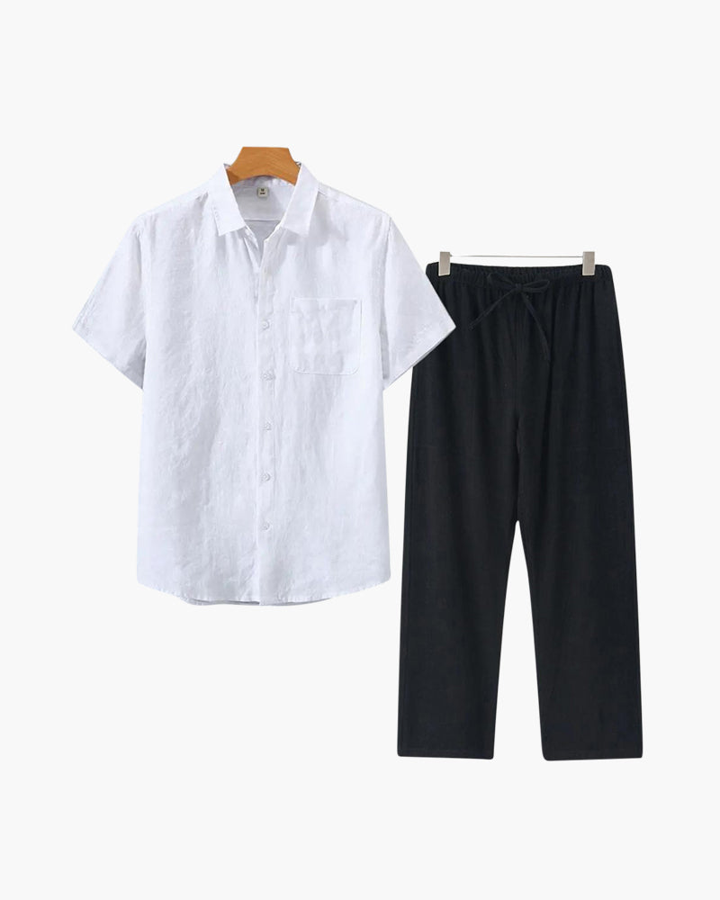 Linen Lifestyle Set – Short Sleeve - Mance Wear White / Black / XS