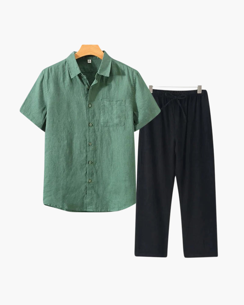 Linen Lifestyle Set – Short Sleeve - Mance Wear Green / Black / XS