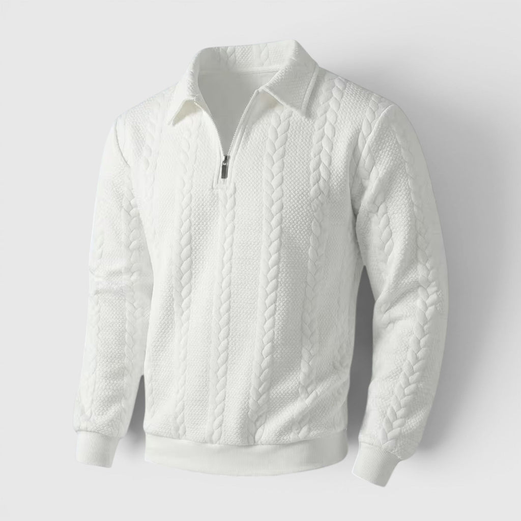 Zachary Textured Knit Polo Sweatshirt