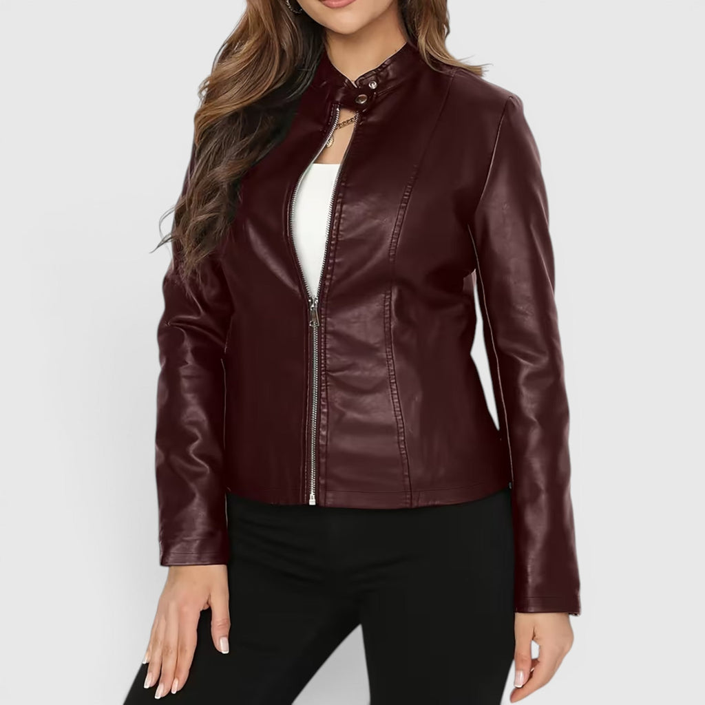Estelle Stand Collar Leather Jacket