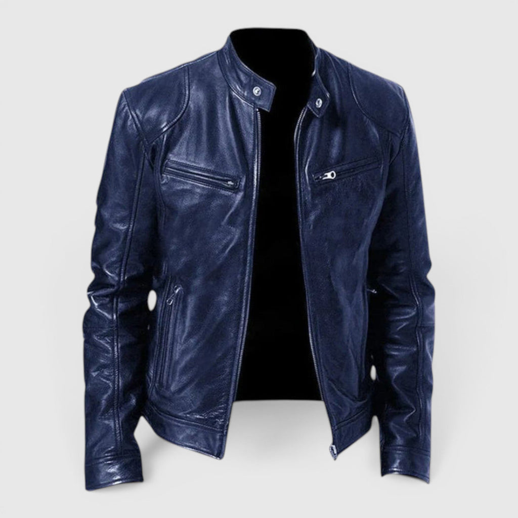 Simon Premium Zip-Front Leather Jacket