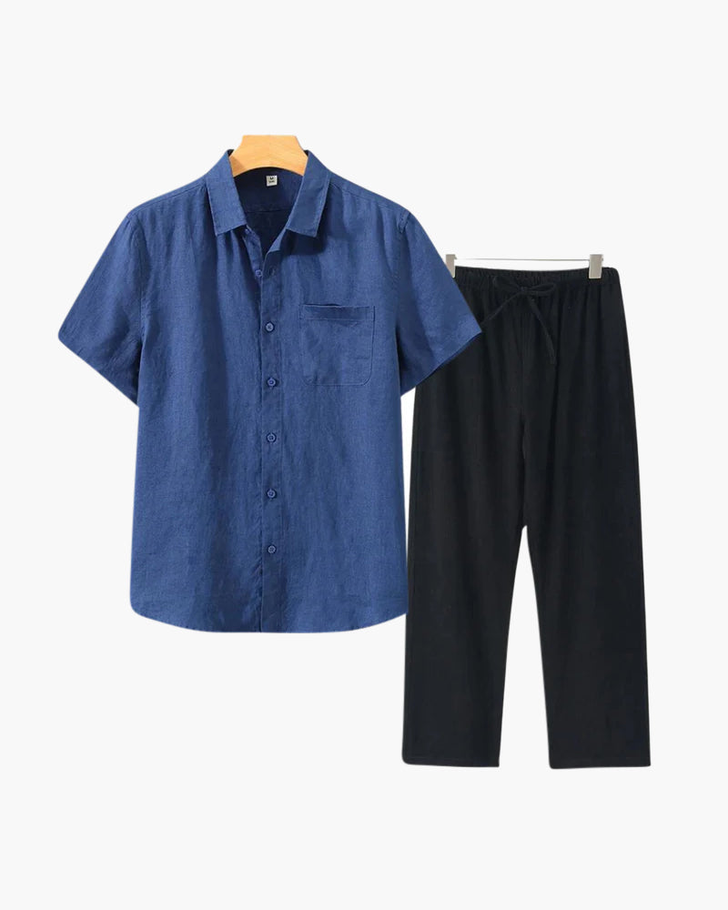 Linen Lifestyle Set – Short Sleeve - Mance Wear Blue / Black / XS