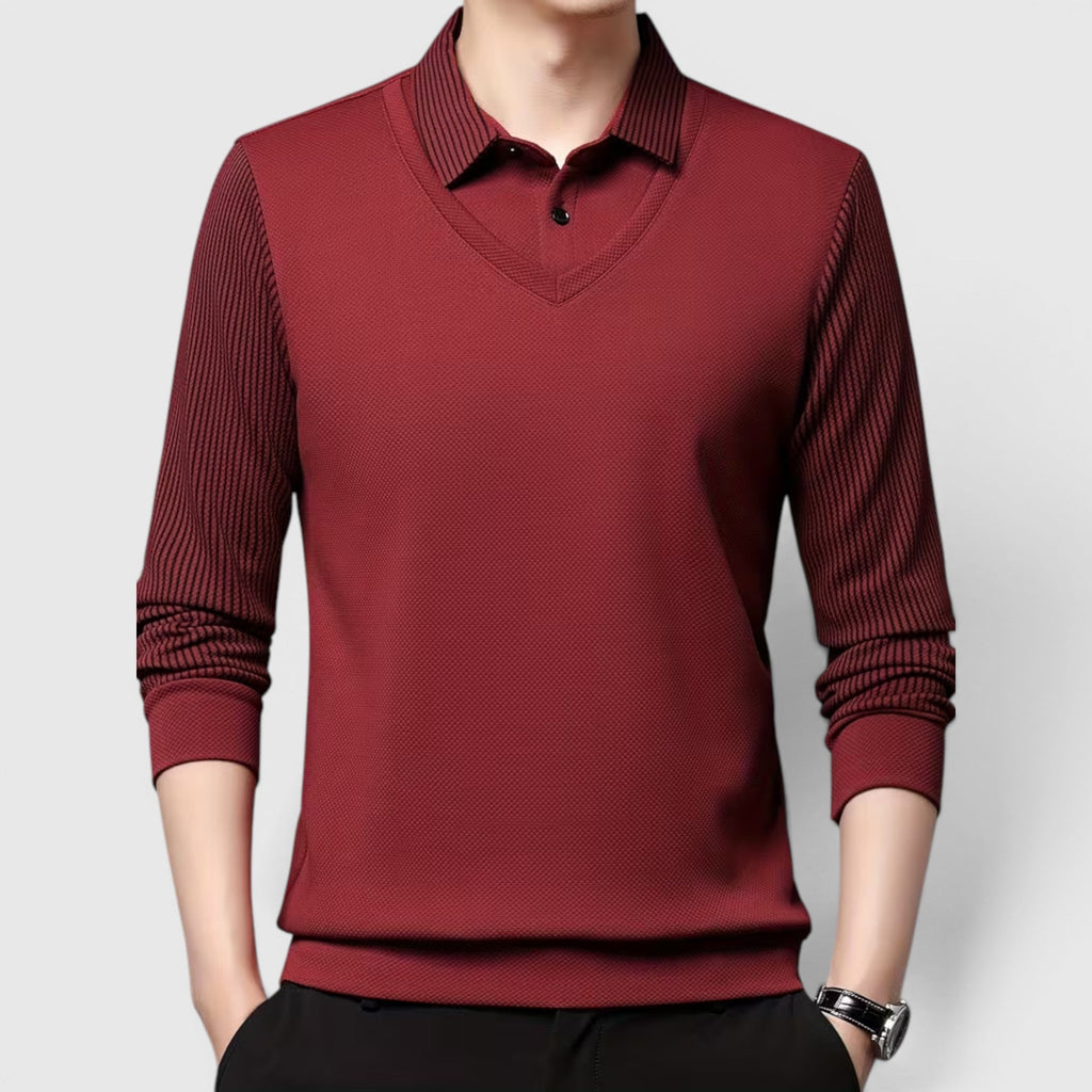 Connor Faux Two-Piece Polo Sweater