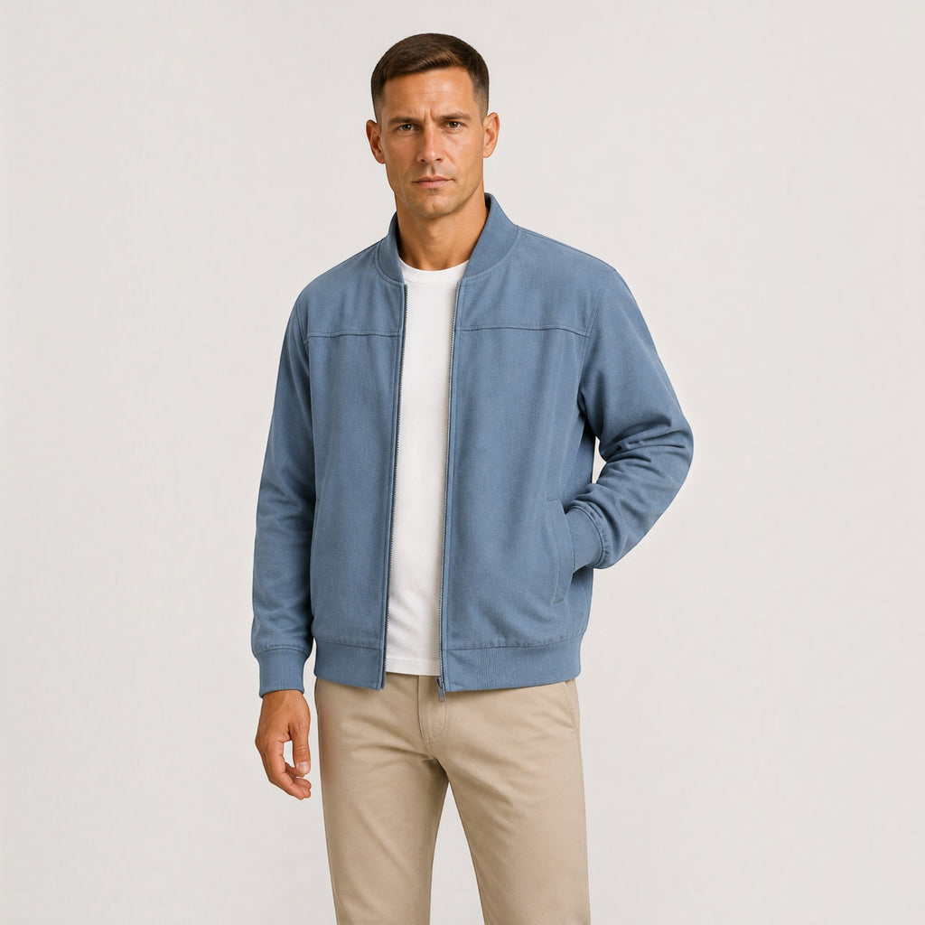 Leo | Men's Lightweight Faux Suede Bomber Jacket Zip Front