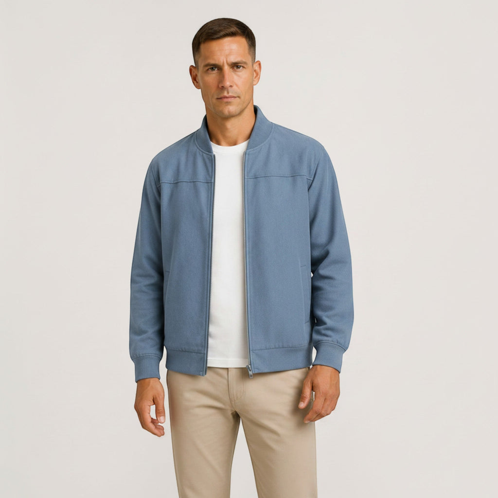 Leo | Men's Lightweight Faux Suede Bomber Jacket Zip Front