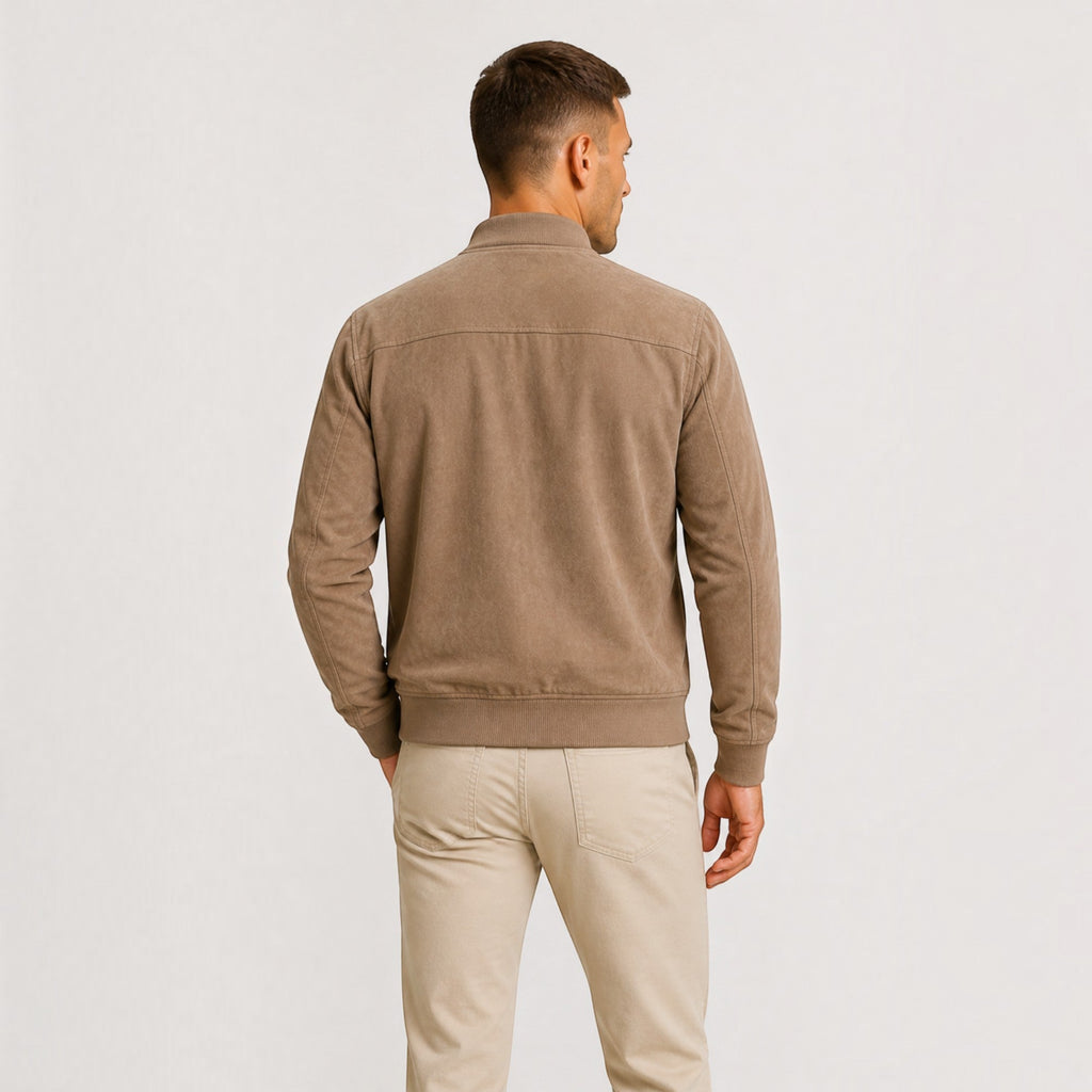 Leo | Men's Lightweight Faux Suede Bomber Jacket Zip Front