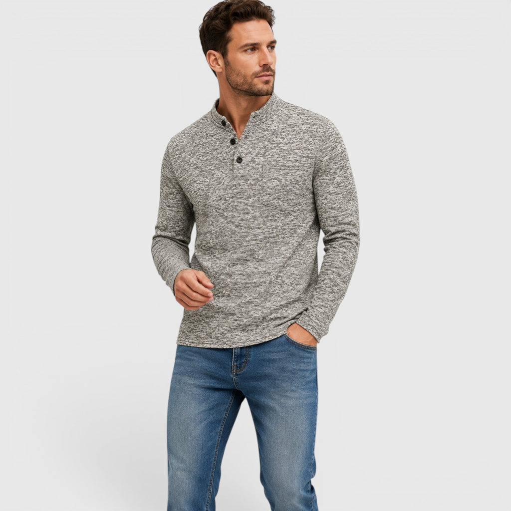Ben Stand Collar Long Sleeve Polo
