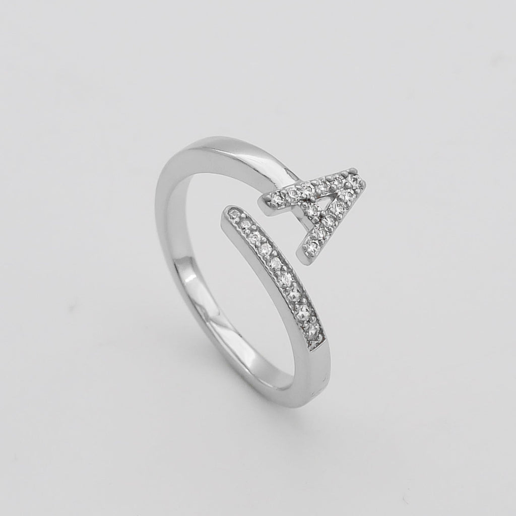 Pave Initial Adjustable Ring