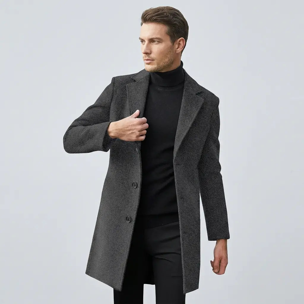 Men's wool urban coat in dark grey – Mance Wear UK
