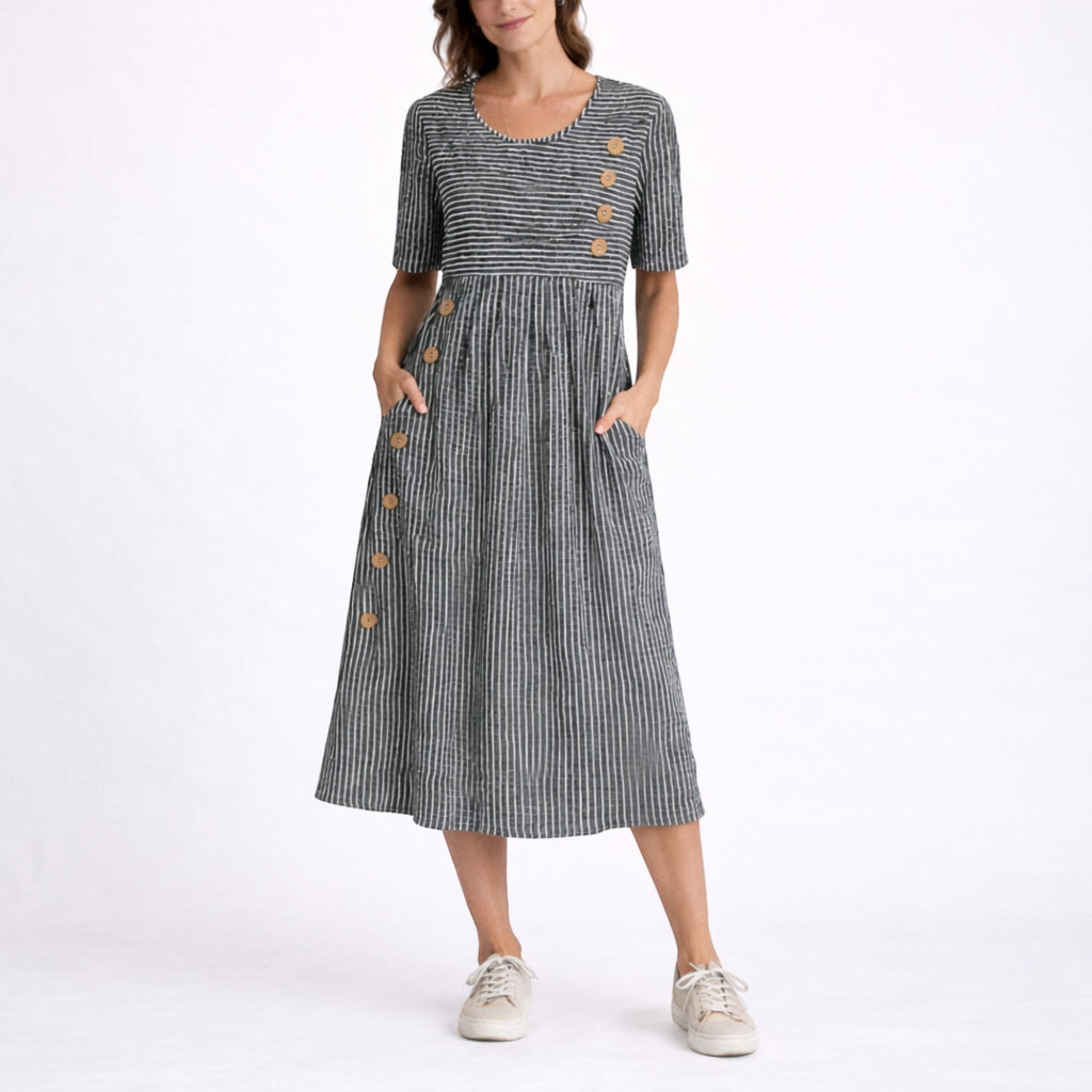 Vicky | Women's Relaxed Fit Striped Summer Midi Dress