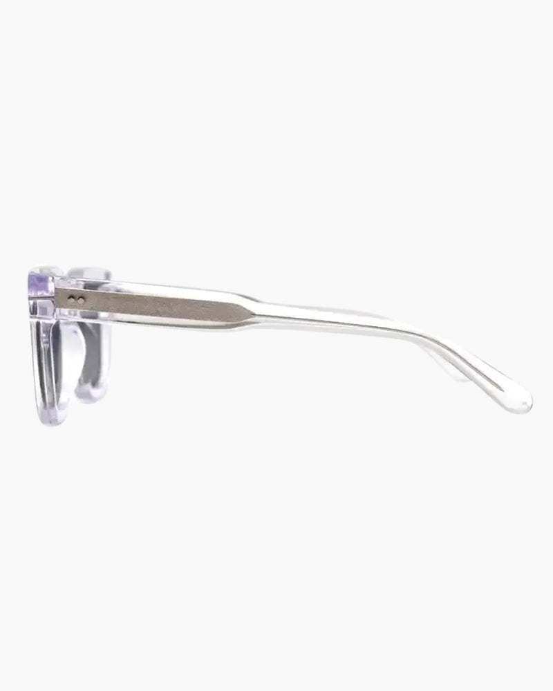 Clear Frame Square Sunglasses – Crystal Acetate – Dark Lenses