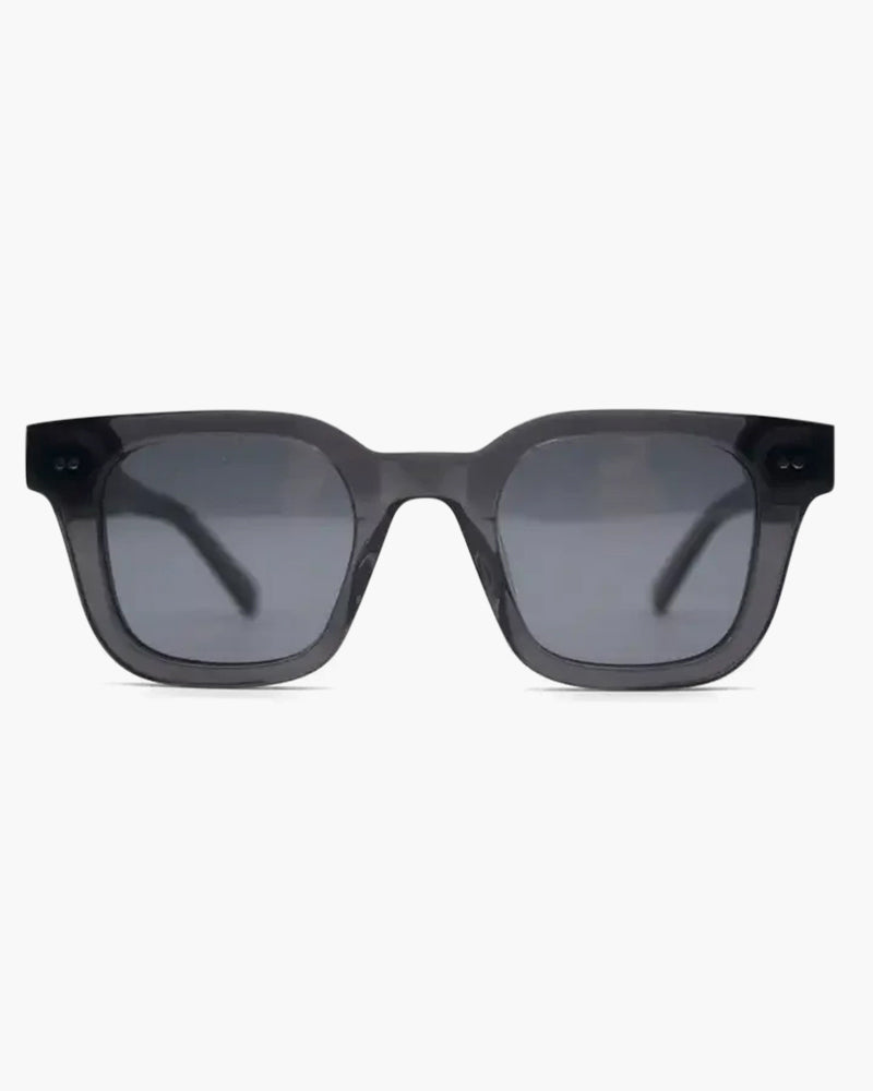 Clear Frame Square Sunglasses – Crystal Acetate – Dark Lenses