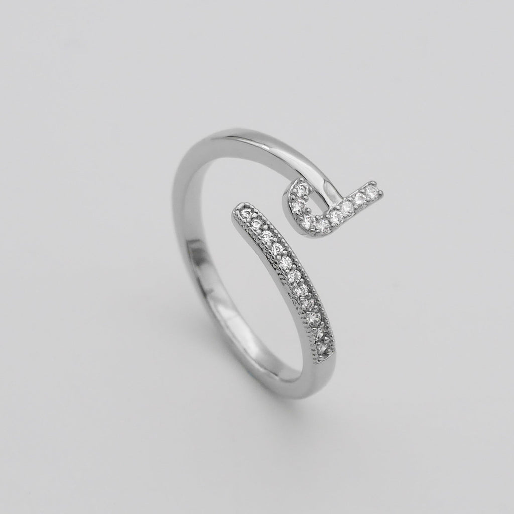 Pave Initial Adjustable Ring