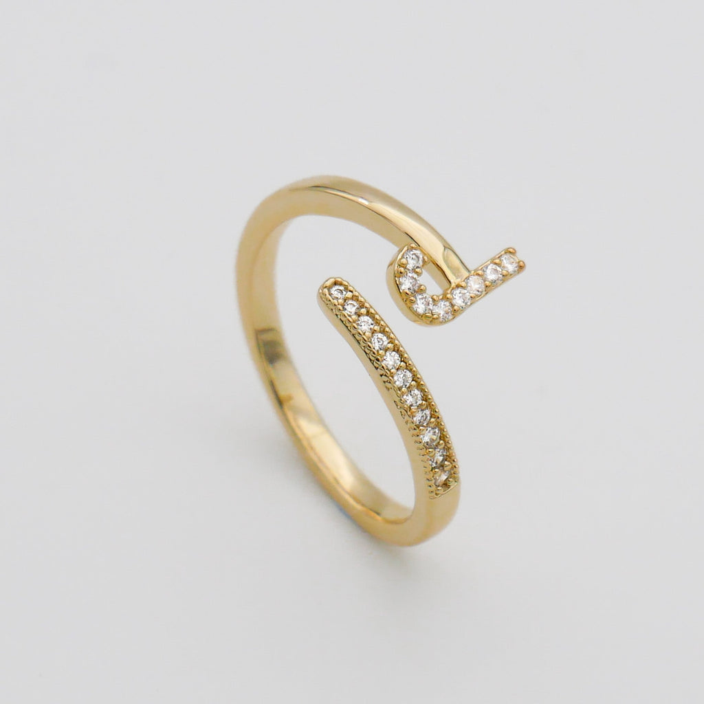 Pave Initial Adjustable Ring