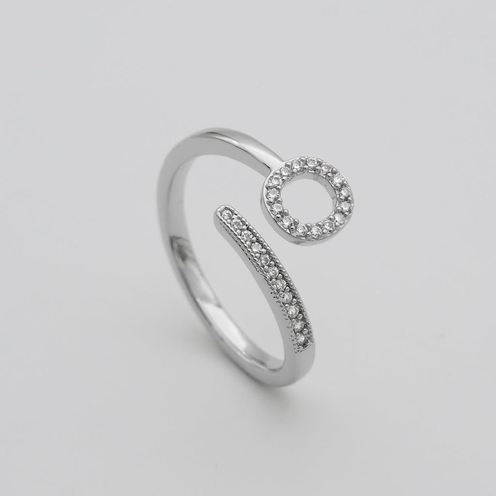 Pave Initial Adjustable Ring