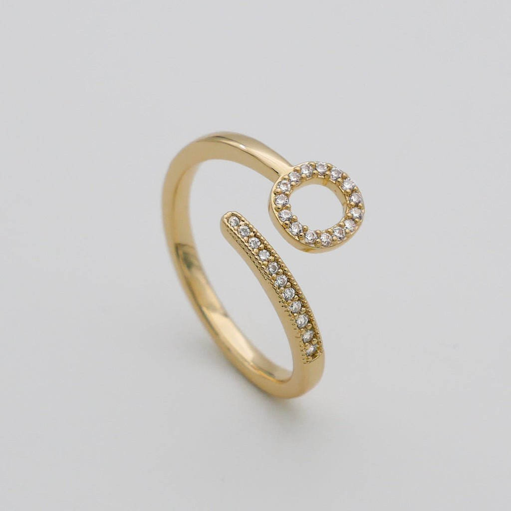 Pave Initial Adjustable Ring