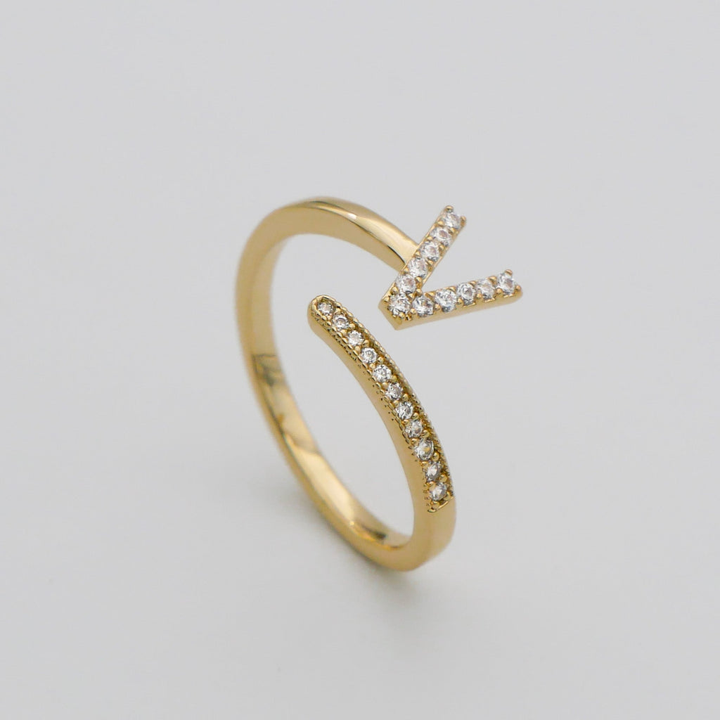 Pave Initial Adjustable Ring