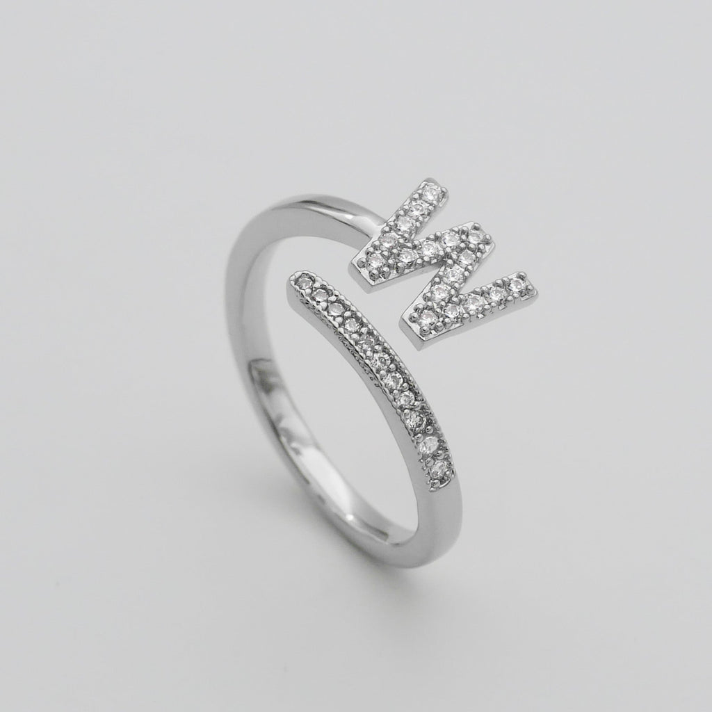 Pave Initial Adjustable Ring