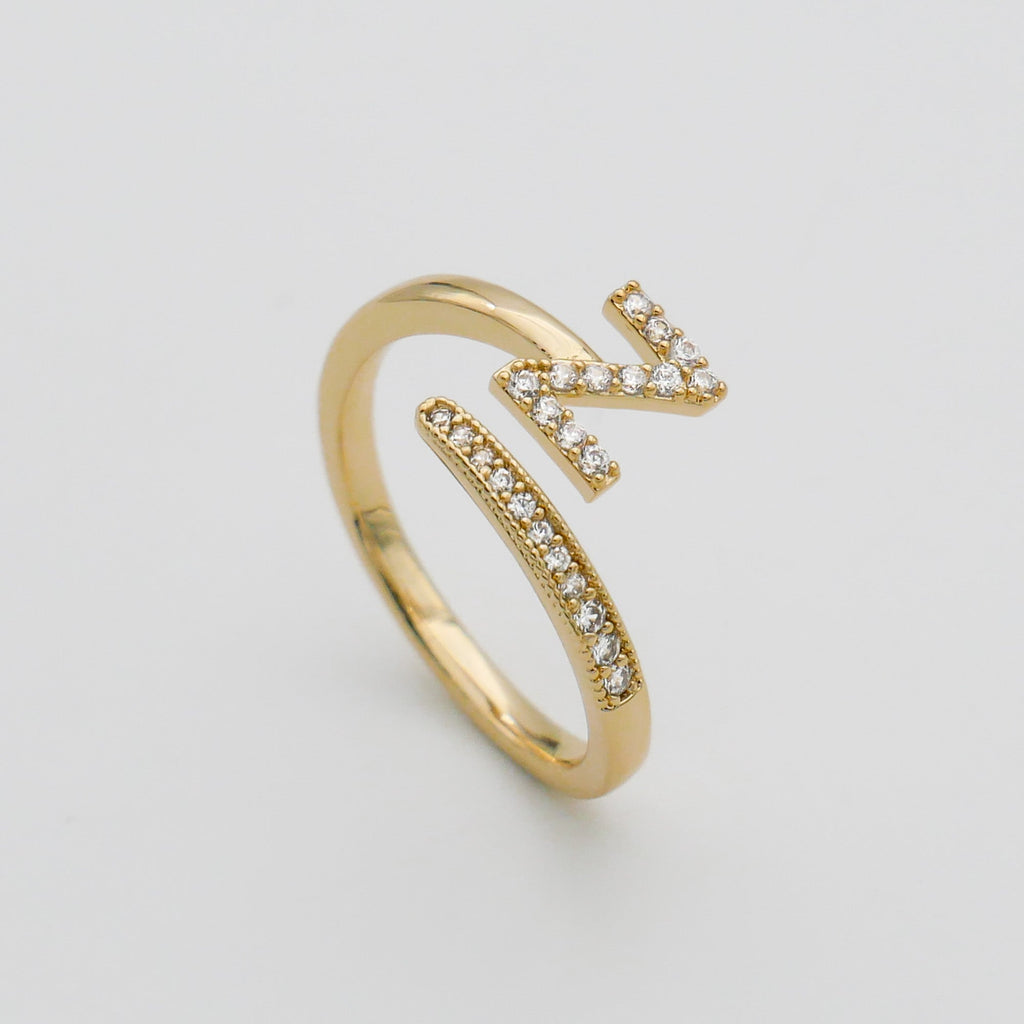 Pave Initial Adjustable Ring