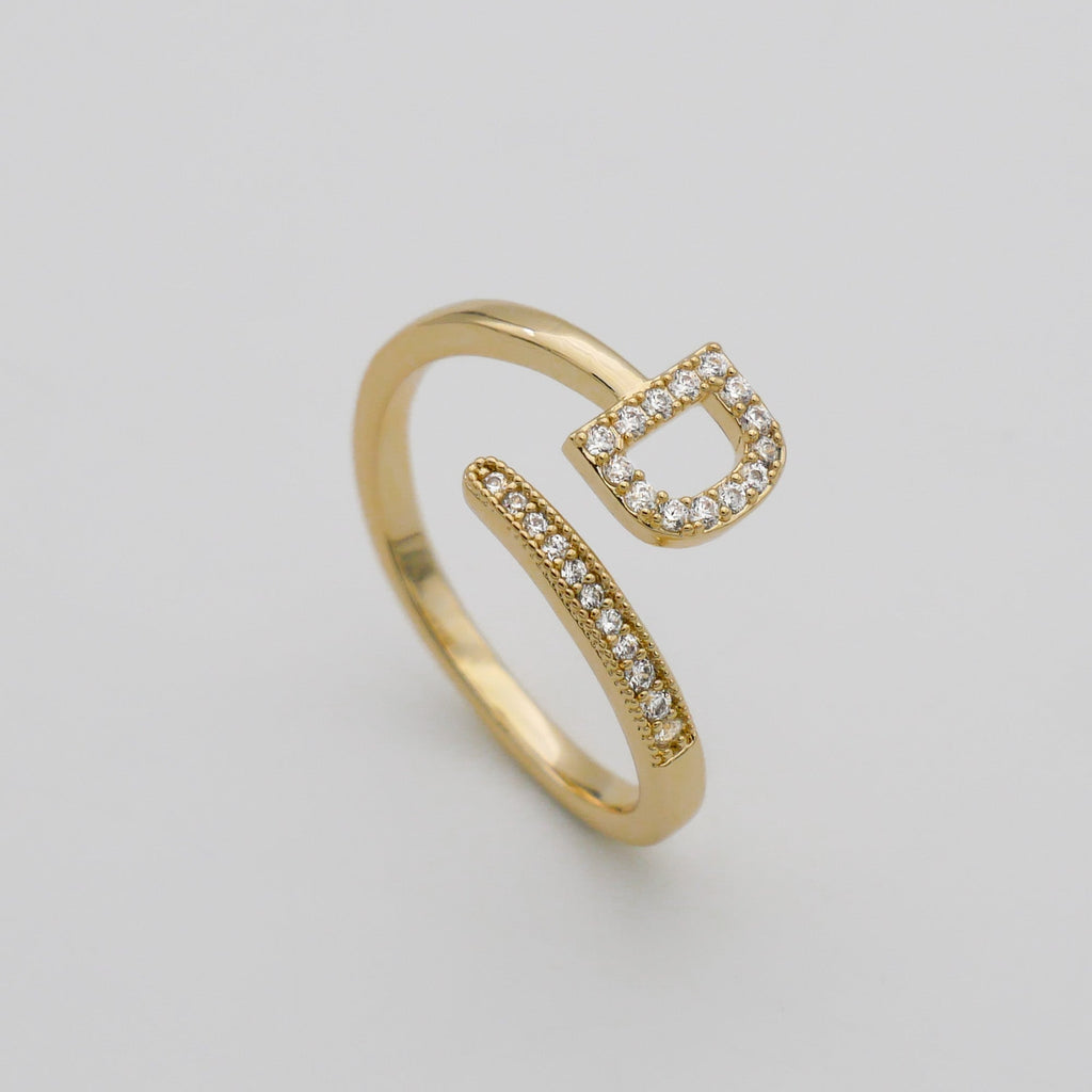 Pave Initial Adjustable Ring
