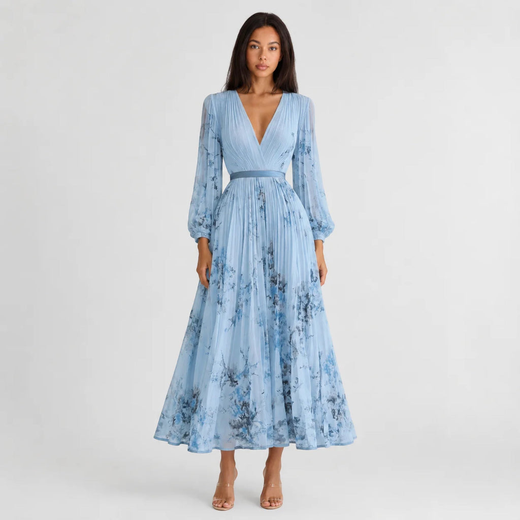 Bella Floral Pleated Midi Dress