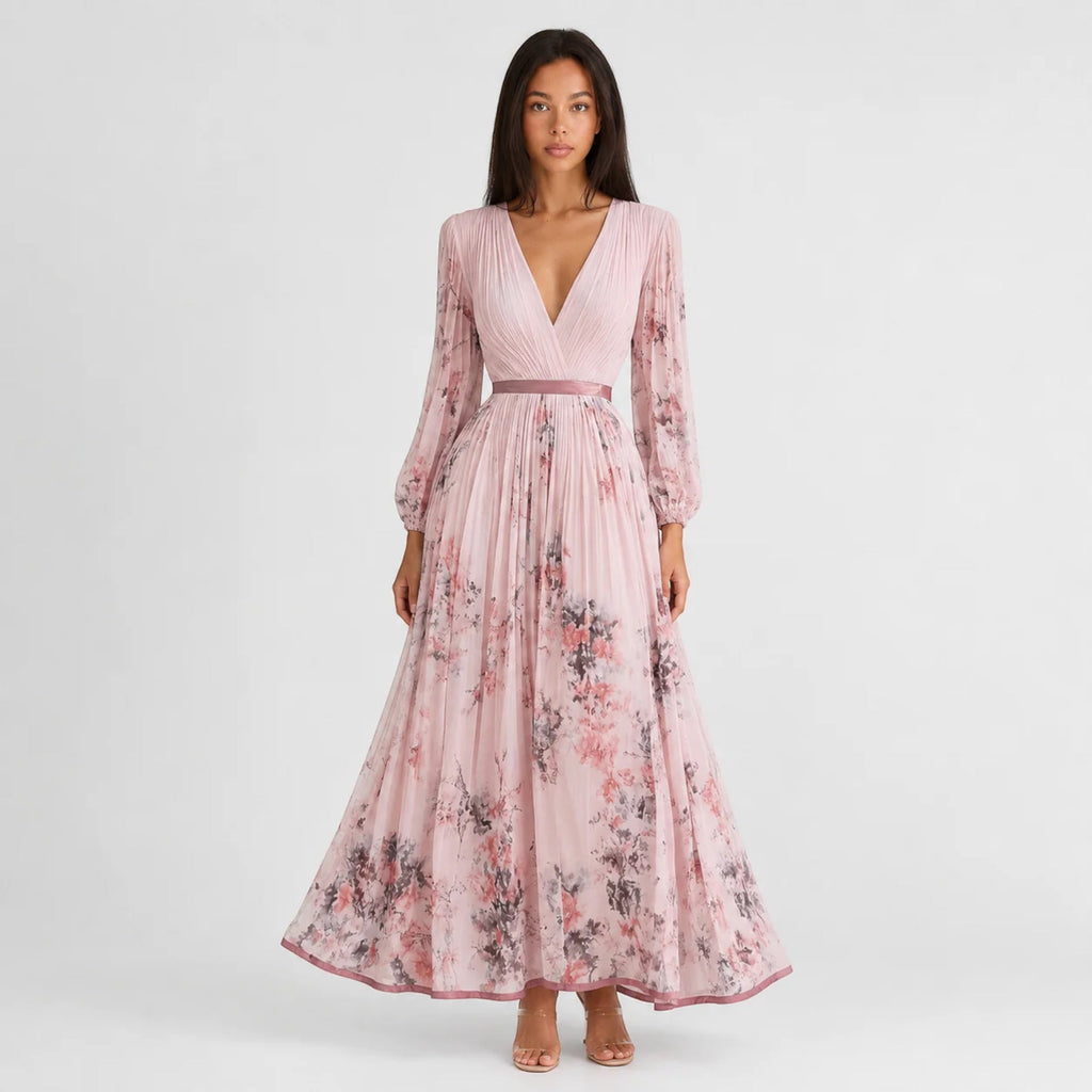 Bella Floral Pleated Midi Dress