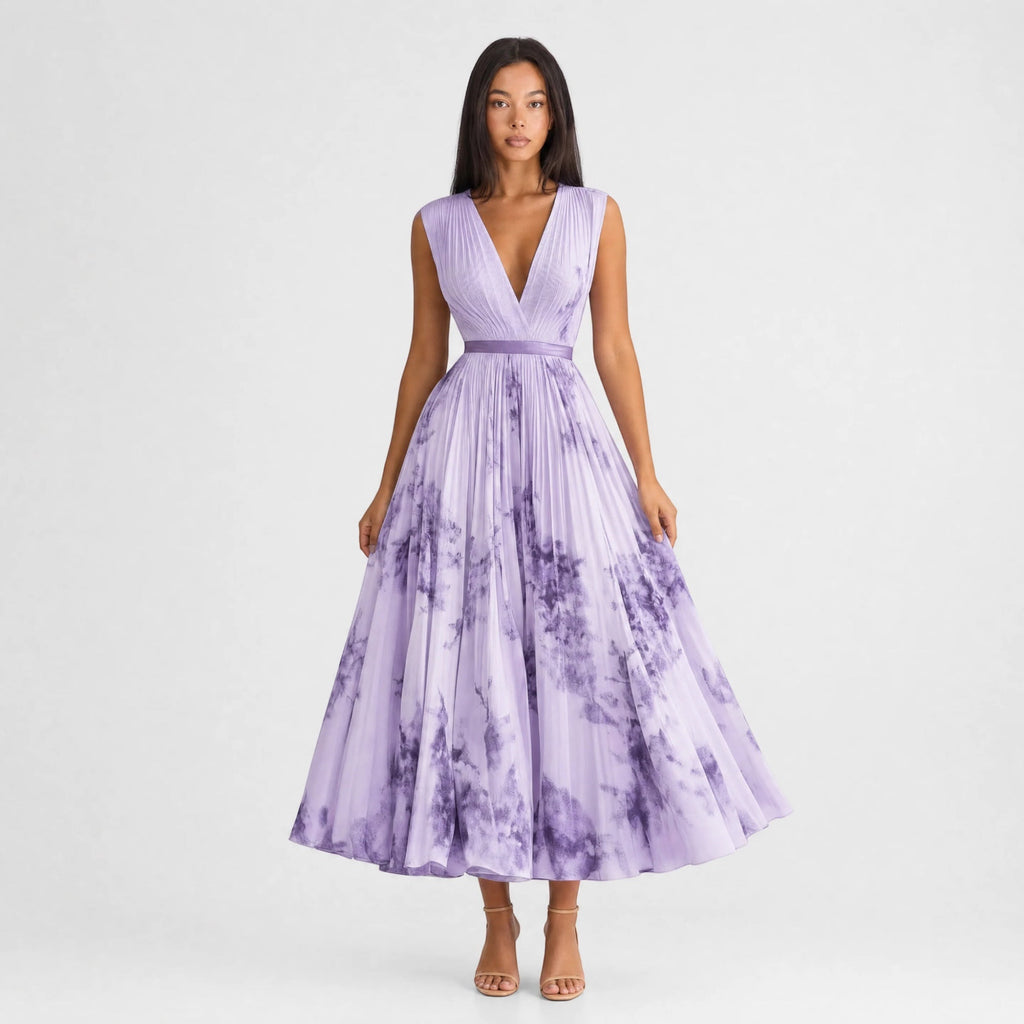 Bella Floral Pleated Midi Dress