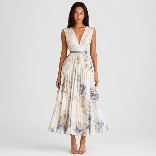 Bella Floral Pleated Midi Dress