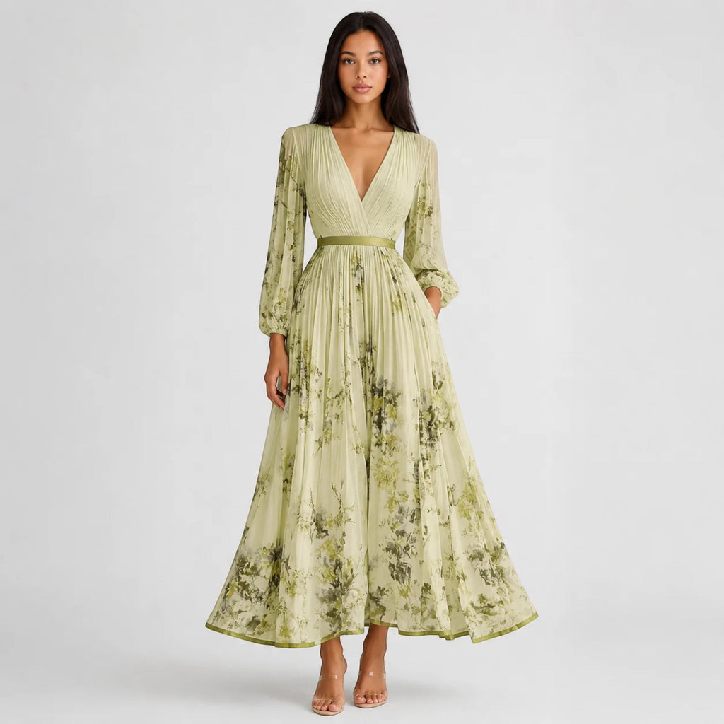Bella Floral Pleated Midi Dress