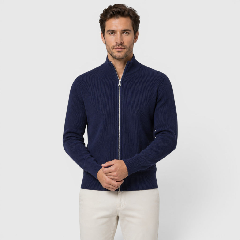 Ryan Stand Collar Zip Knit Sweater