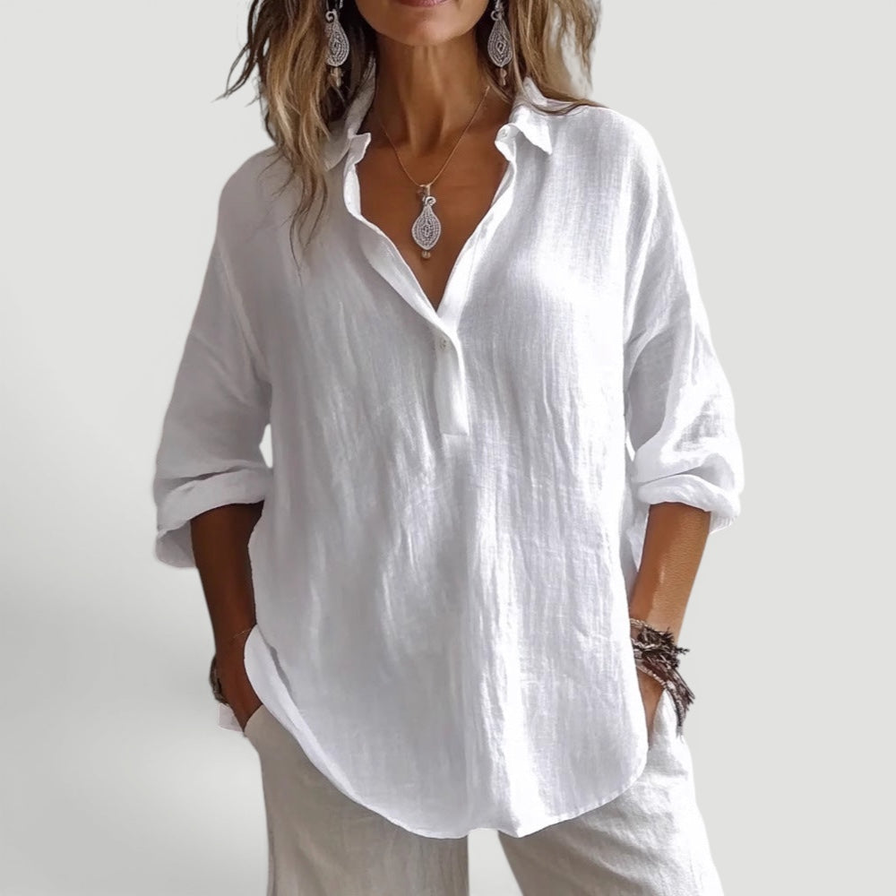 Alma | Women’s Loose Fit Linen Blouse Casual Outfit