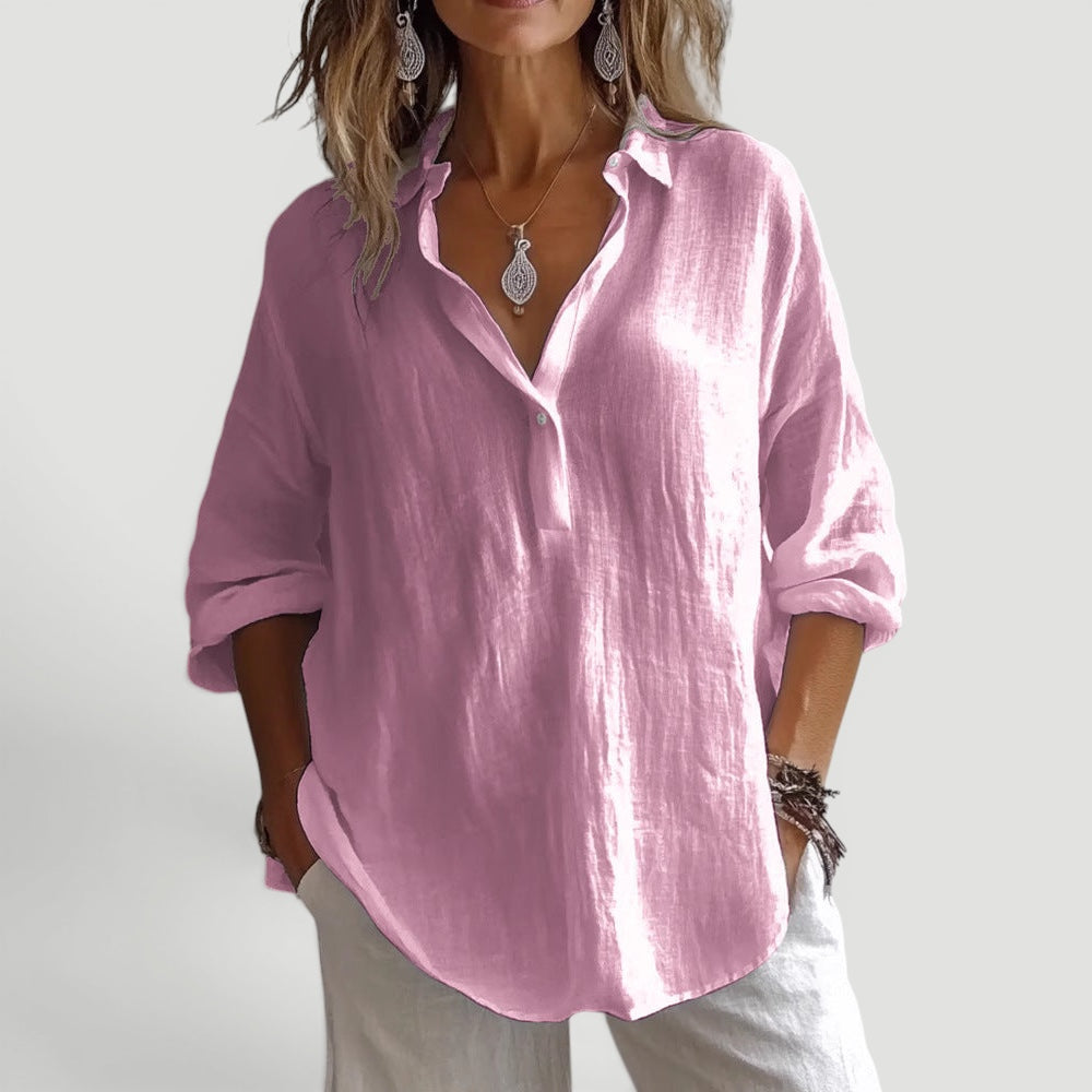 Alma | Women’s Loose Fit Linen Blouse Casual Outfit