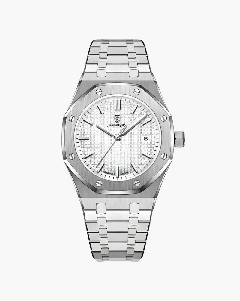 Royal Oak-Inspired Rose Gold & Blue Dial Watch - Mance Wear Silver