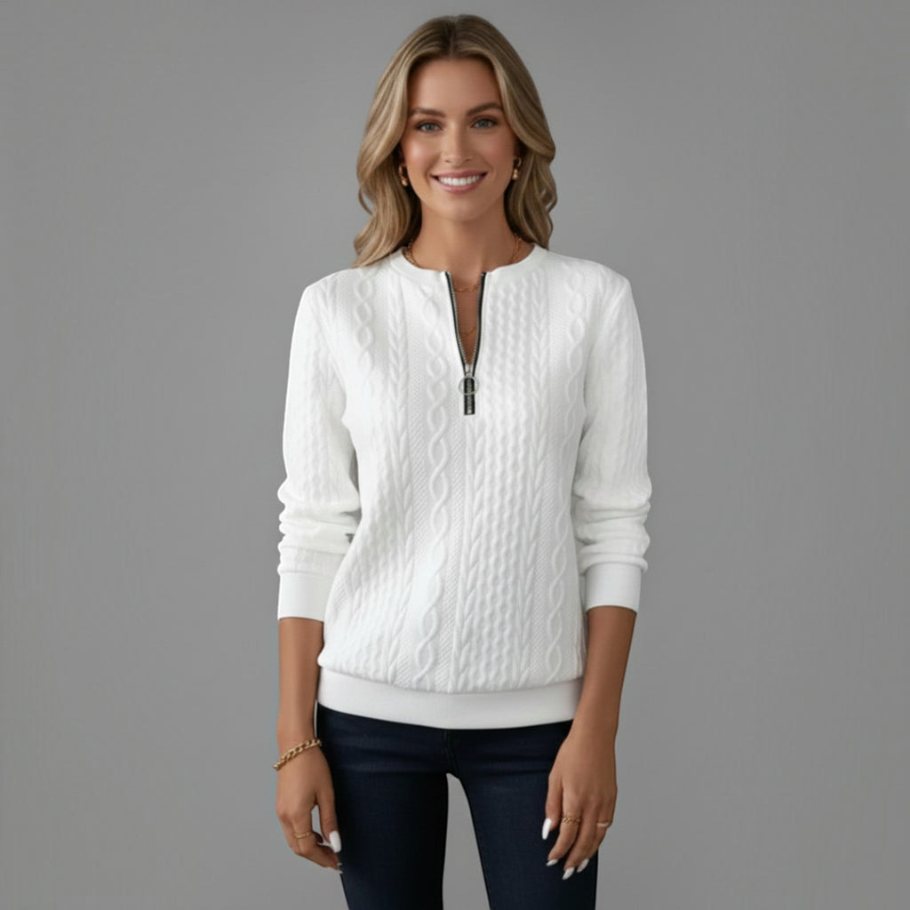 Ivy Quarter Zip Cable Knit Sweater