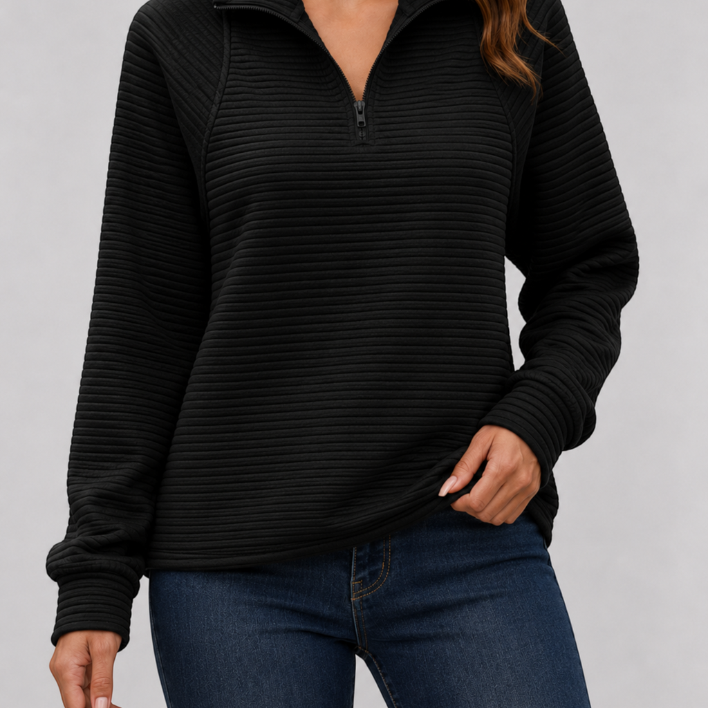 Elsie Ribbed Quarter-Zip Sweater