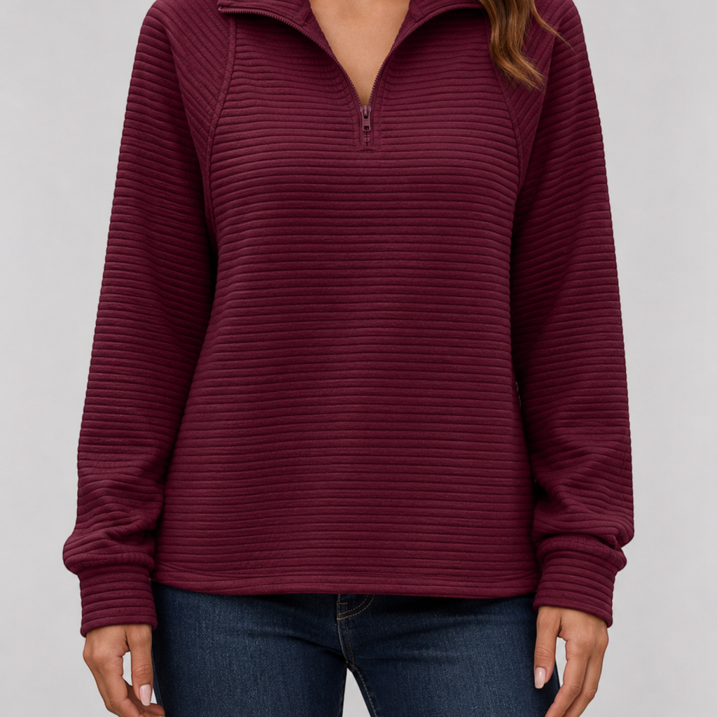 Elsie Ribbed Quarter-Zip Sweater