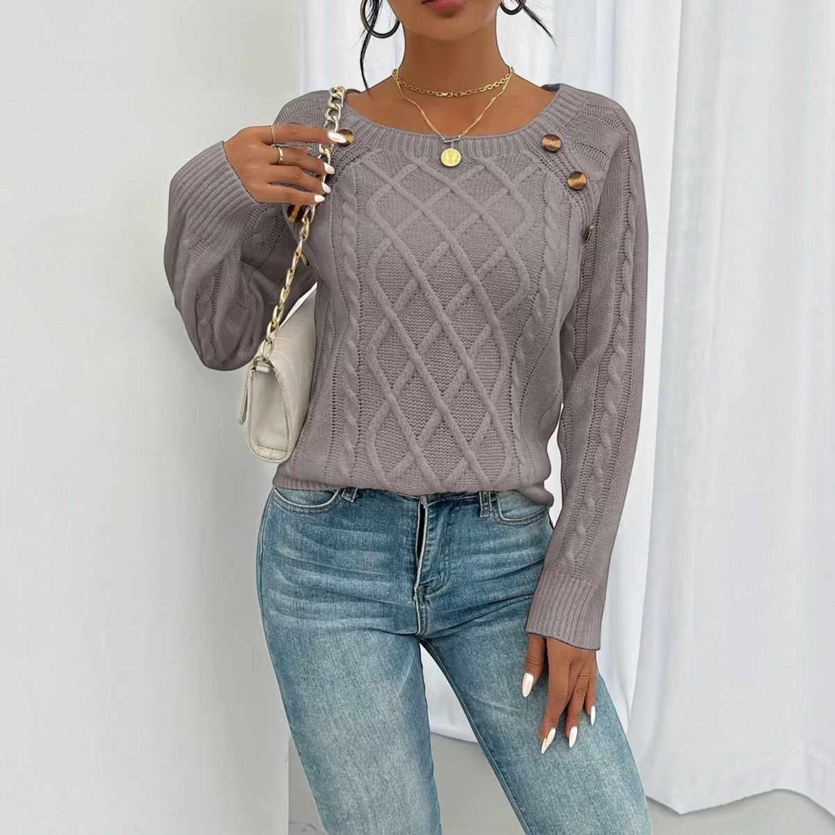 Trixie Button Detail Knit Sweater