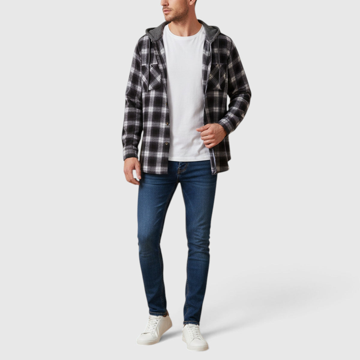 Nicholas Hooded Flannel Shirt Jacket
