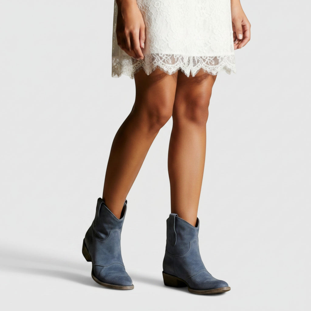 Abigail Suede Western Ankle Boots product detail photo by Mance Wear
