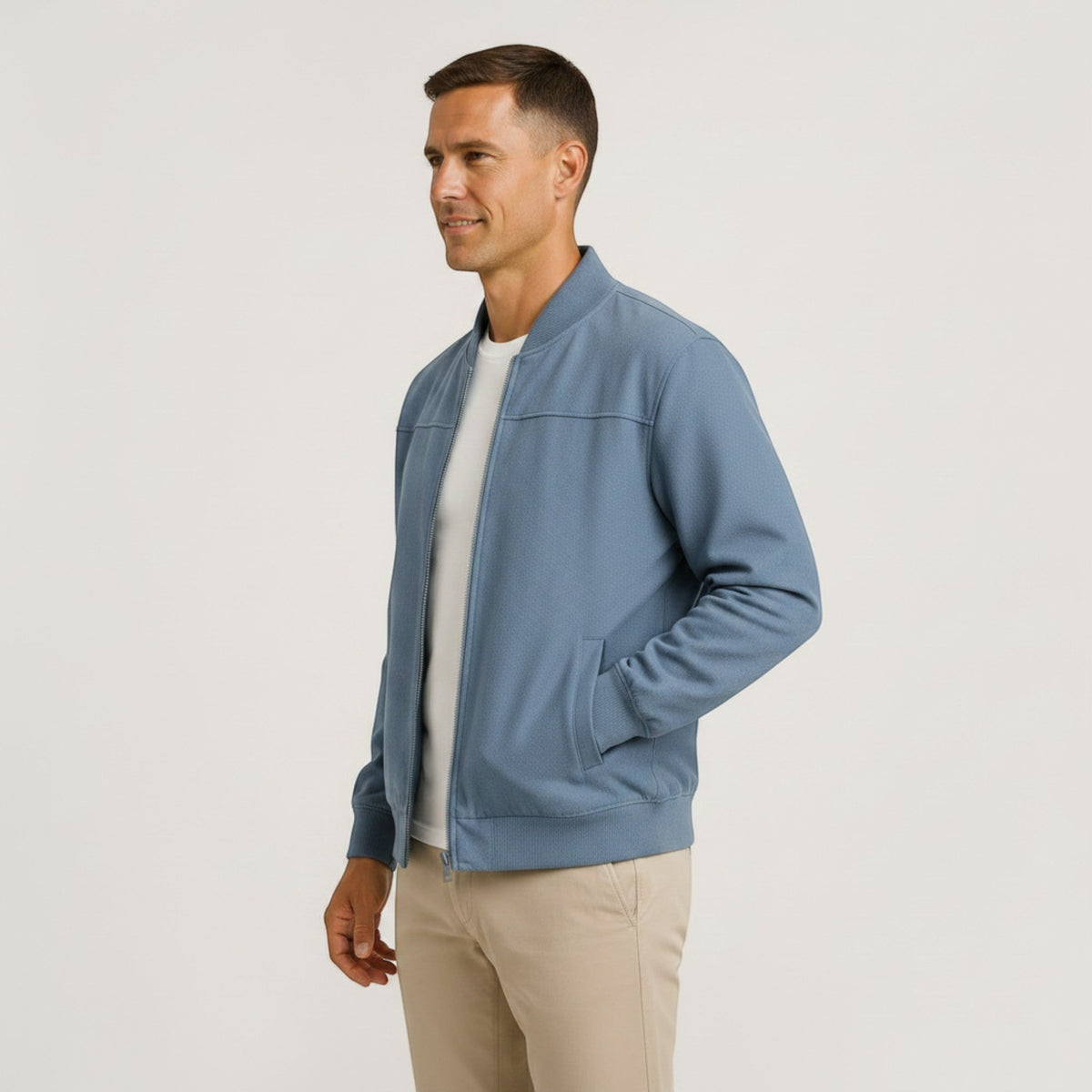 Leo | Men's Lightweight Faux Suede Bomber Jacket Zip Front
